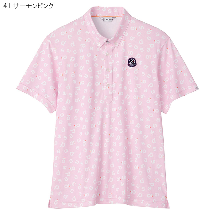 coco 中古 アンパスィ and per se メンズ 半袖ポロシャツ LL ピンク ボタンダウン 車柄 coco アンパスィ and per se メンズ 半袖ポロシャツ LL ピンク