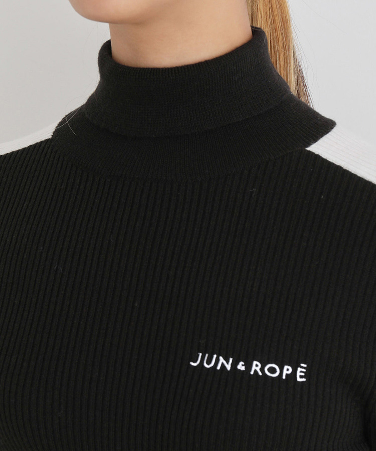 【極美品】JUN&ROPE フロントロゴパフスリーブ長袖プルオーバー 水色 JUN&ROPE'（ジュンアンドロペ） ジュン＆ロペ レディース バイカラー