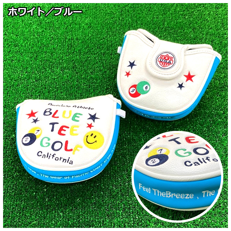 ブルーティーゴルフ スマイル＆ピンボール シリーズ パターカバー ホワイト [マレットタイプ] BLUE TEE GOLF PC-001