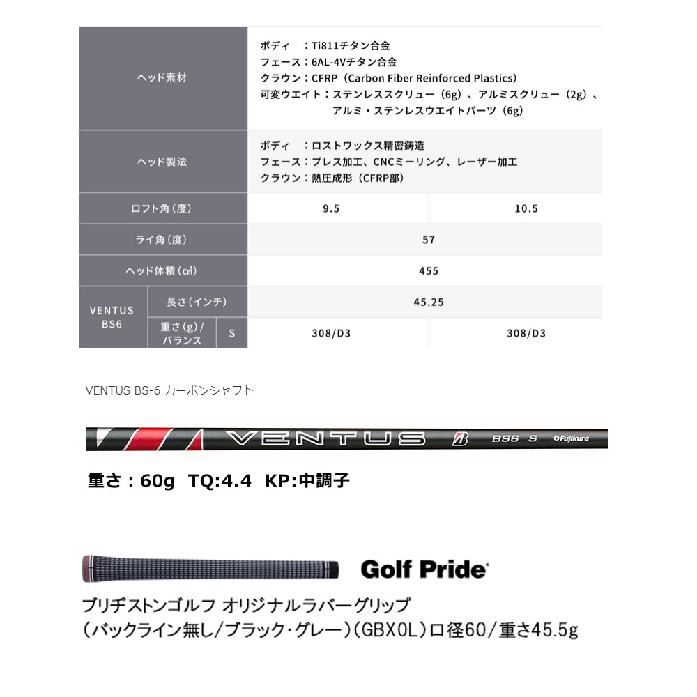 BRIDGESTONE ブリヂストン ゴルフ B1 ST ドライバー VENTUS BS6