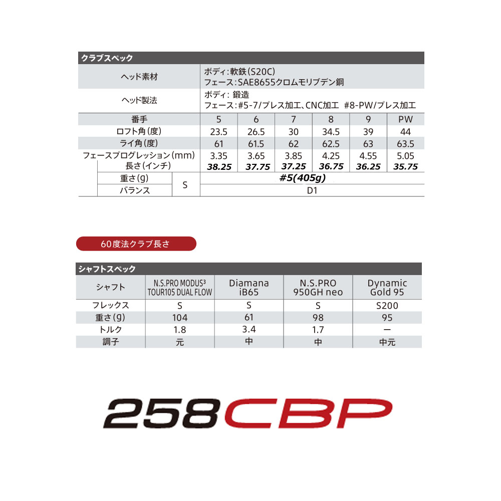 BRIDGESTONE ブリヂストン ゴルフ 258CBP アイアンセット 6本組（＃5
