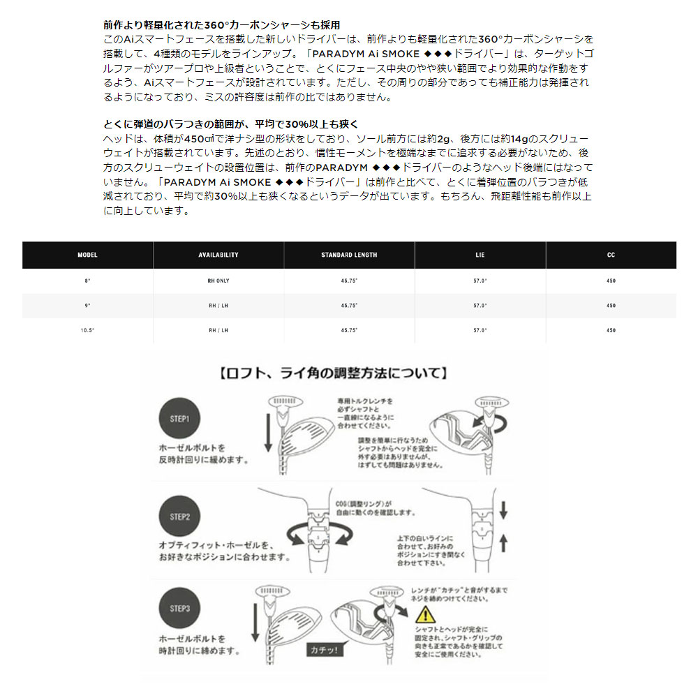 【USモデル／ヘッド単体】 キャロウェイ パラダイム Ai スモーク トリプルダイヤモンド ドライバー ※ヘッドのみです PARADYM Ai  SMOKE TRIPLE Diamond : c-clw75551 : Golkin Yahoo!ショップ - 通販 - Yahoo!ショッピング