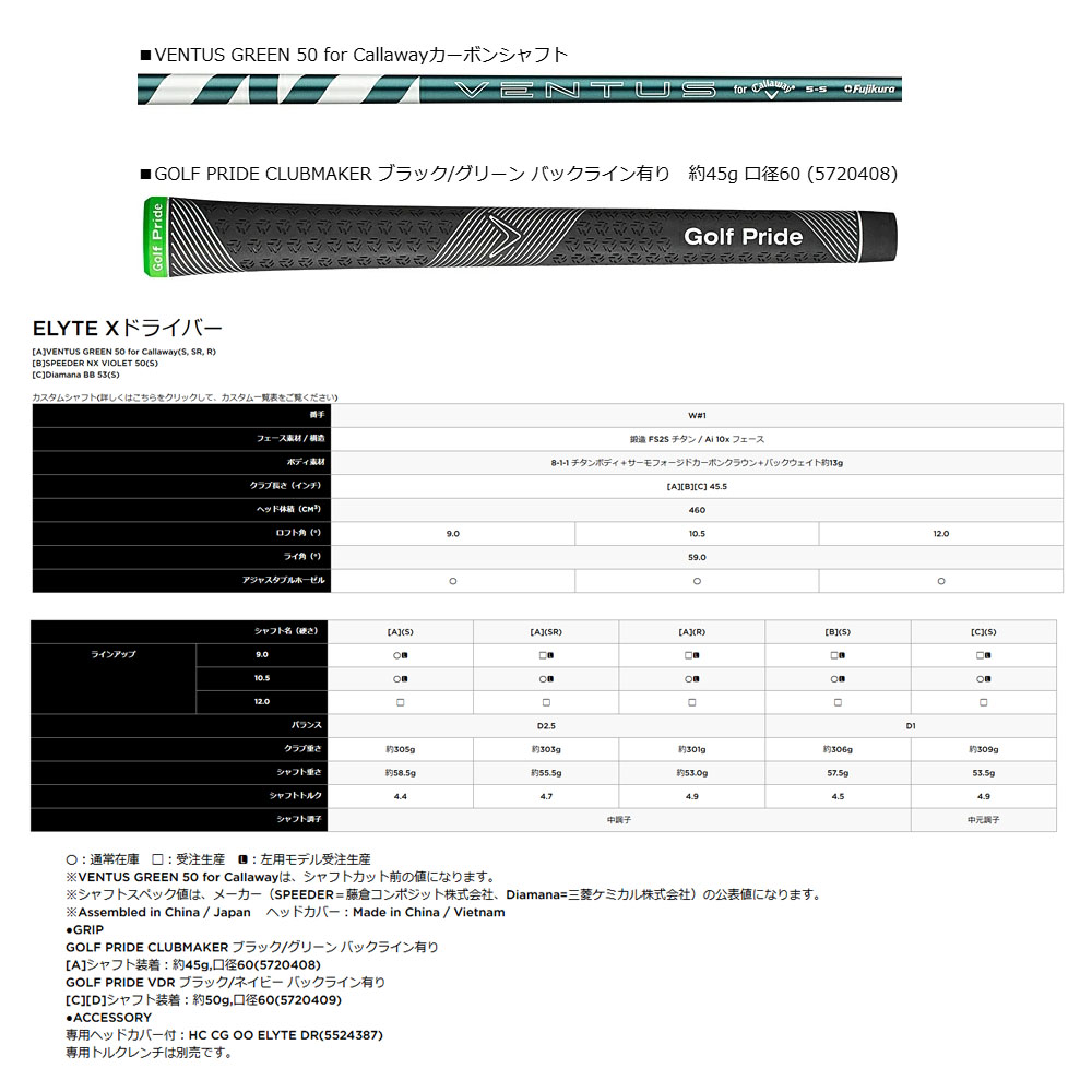 キャロウェイ エリート 10.5 TD ドライバー　 純正シャフトs 純正シャフト】Callaway ELYTE X DRIVER キャロウェイ エリート