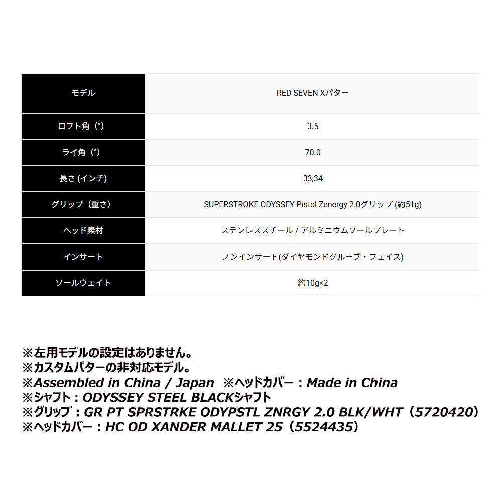 ODYSSEY RED SEVEN X 33インチ 2026年2月購入美品 Amazon.co.jp: オデッセイ RED SEVEN X パター メンズ 右用 33,34,35