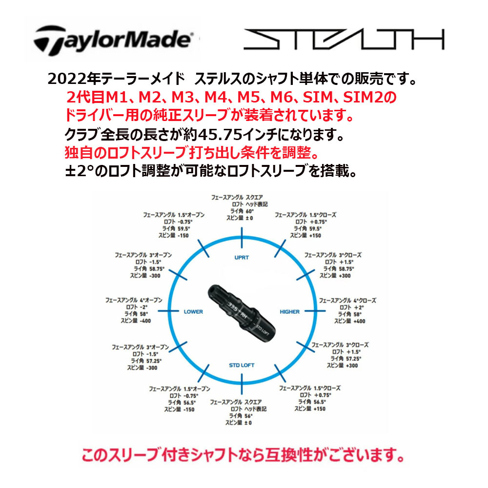 TaylorMade - M5ドライバー用　KUROKAGE TM5 Sシャフト　PING用スリーブ装着 セール・アウトレット】M5 ドライバー KUROKAGE TM5 2019