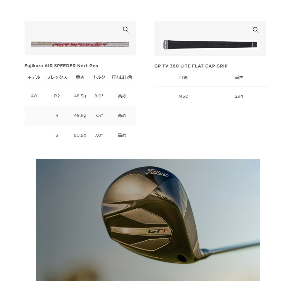 Titleist タイトリスト GT1 ドライバー Fujikura AIR SPEEDER