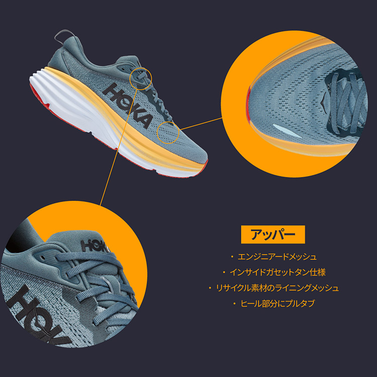 ホカオネオネ ランニングシューズ HOKA ONE ONE M BONDI 8 ボンダイ 8 ブラック/ホワイト メンズ スニーカー 1123202-BWHT