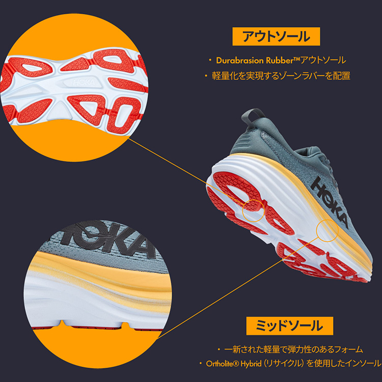 ホカオネオネ ランニングシューズ HOKA ONE ONE M BONDI 8 ボンダイ 8 ブラック/ホワイト メンズ スニーカー 1123202-BWHT