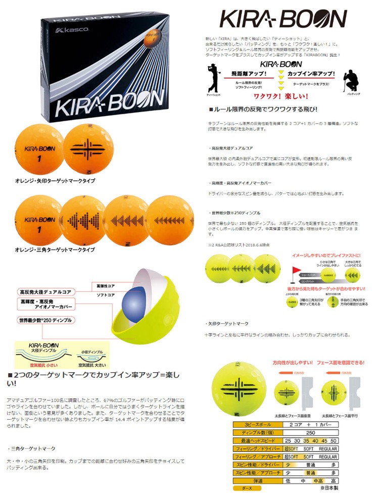 Amazon.co.jp: キャスコ(Kasco) ゴルフボール KIRABOON ゴルフ