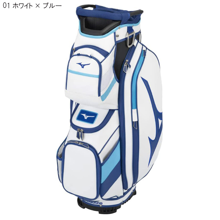 MIZUNO（ミズノ） Tour Cart キャディバッグ 5LJC2223 カートバッグ 11.0型(86cm) 47インチ対応  ホワイト×ブルー／ブラック 14分割