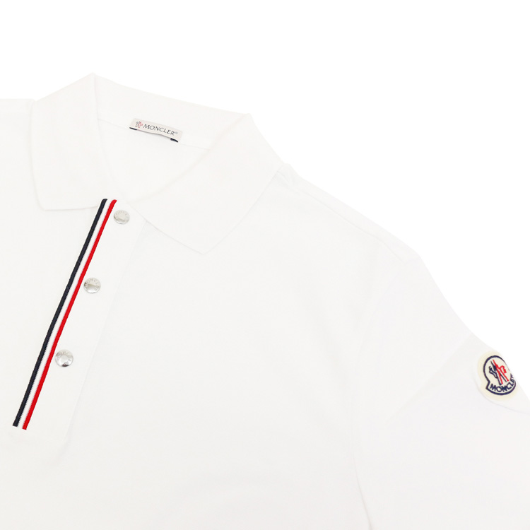 ⭕️MONCLER　モンクレール　メンズ　ポロシャツ　白　ホワイト　ロゴ刺繍　XL MONCLER モンクレール 半袖 ポロシャツ メンズ 8A7030084556 WHT