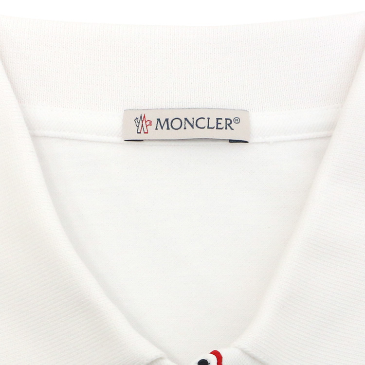 極美品　モンクレール　ポロシャツ　ホワイト　XL　国内正規品 3S382 MONCLER モンクレール ポロシャツ レディース 半袖 コットン