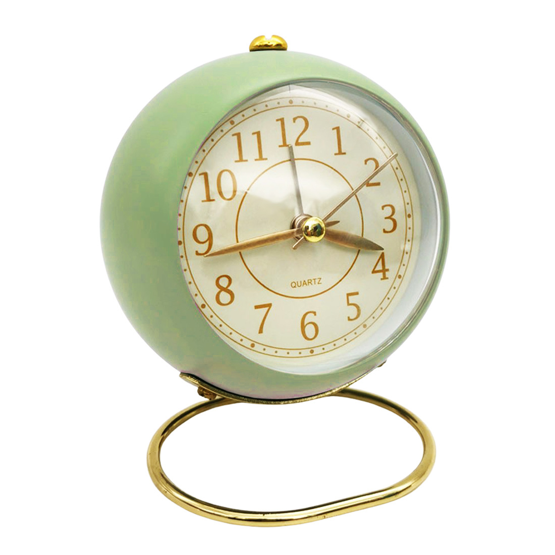目覚まし時計 緑 アラーム時計 連続秒針 ライト おしゃれ かわいい Green