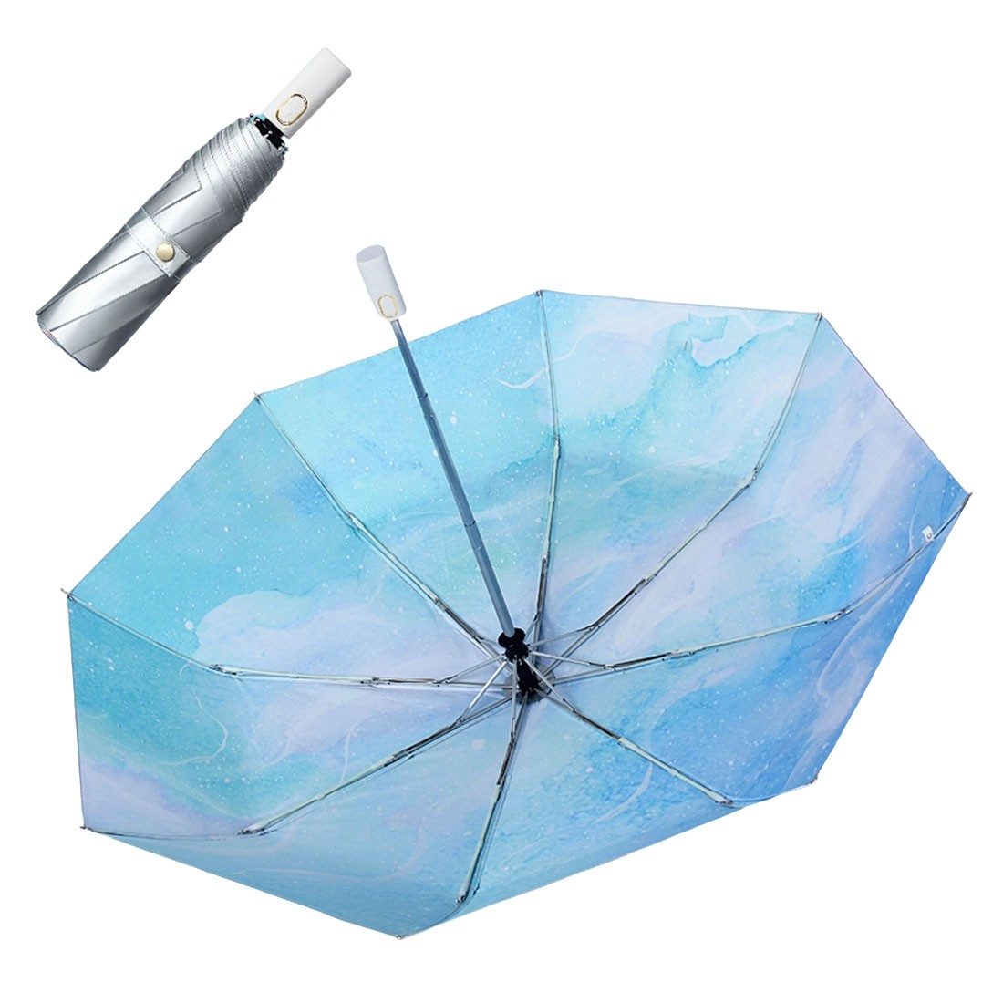 晴雨兼用 折り畳み 傘 ボタン式 自動開閉 撥水 UPF50+ UVカット 日傘