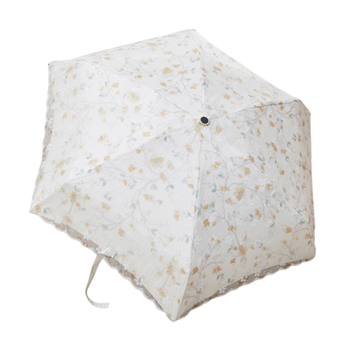 日傘 折りたたみ傘 完全遮光 晴雨兼用 軽量 ポーチ付き 花柄 刺繍