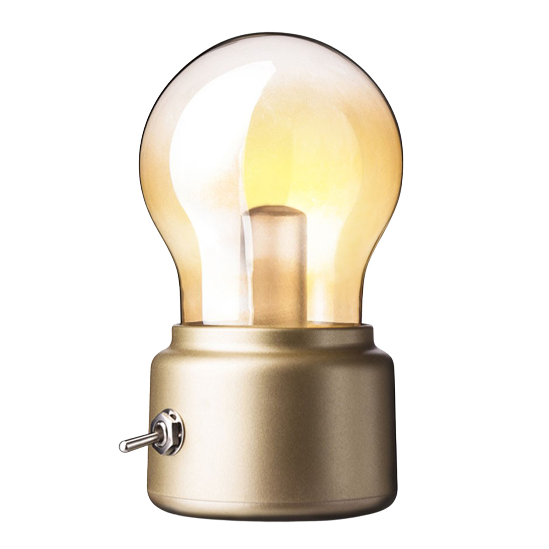 LED 電球 ランプ 暖色光 コードレス トグルスイッチ ワンボタン バッテリー内蔵 電球色 暖色 ...