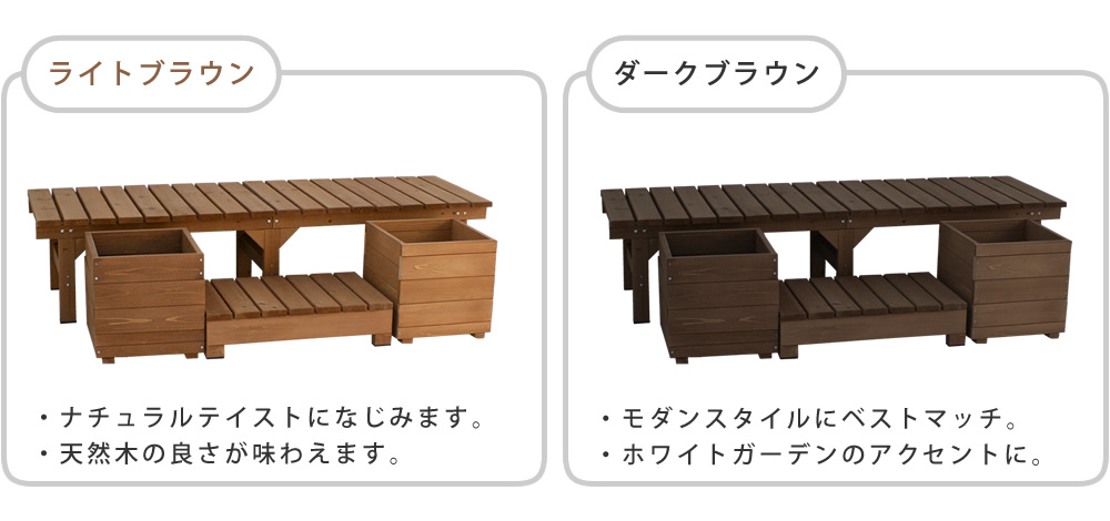 ユニット縁台ベンチ hiyori ひより プランターセット 幅174・奥行55 DE-17455PLSTの画像