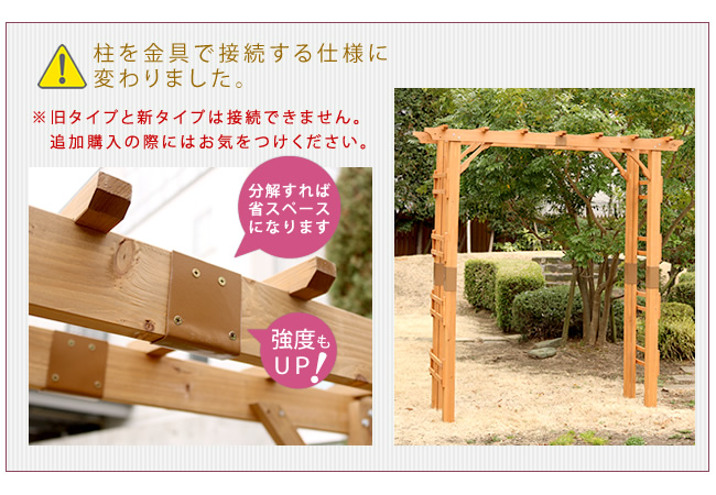 値下げ 天然木製フレックスパーゴラアーチ190 埋め込み金具セット FLPG-R1900UB-SET_7