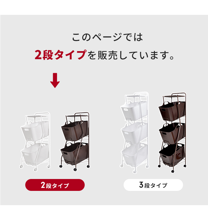 値下げ ランドリーワゴン バスケット付き 2段 幅38 高さ97.5cm