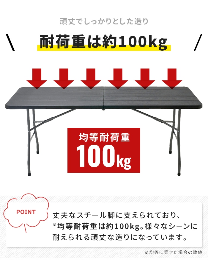 値下げ 多目的 作業用テーブル 折りたたみ 作業台 幅180cm 大型 木目調