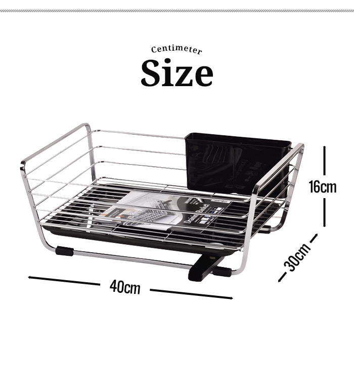 【値下げ】水切りかご 水切りラック 水切り 水切りカゴ 1段 幅40.0 奥行30.0 高さ16.0 シンクサイド カトラリーボックス付 食器 大容量 シンク上 水が流れる｜good-choice｜06