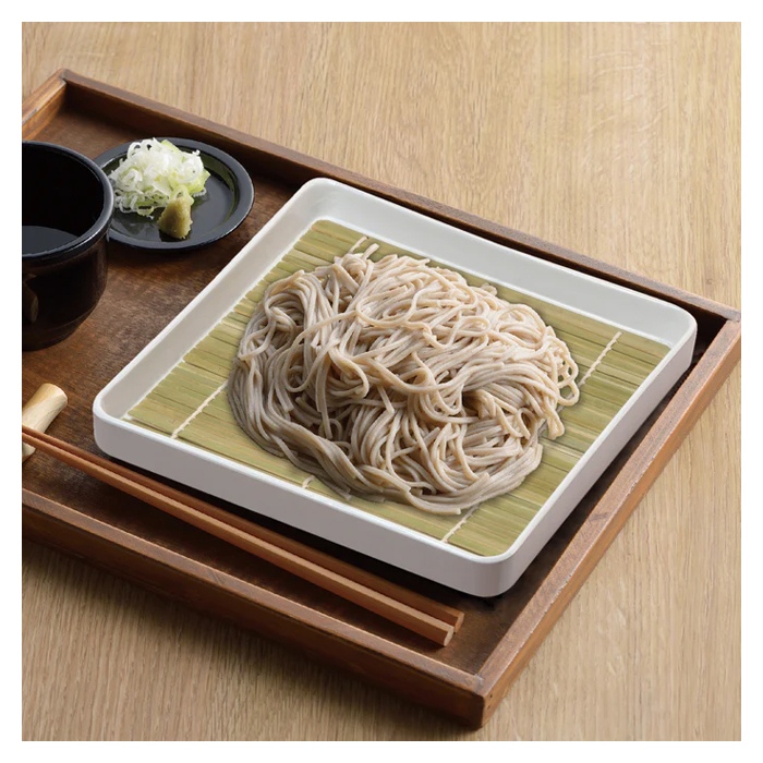 そば皿 竹製すのこ付 角型 陶器製 蕎麦皿 盛り皿 器 スクエア 皿