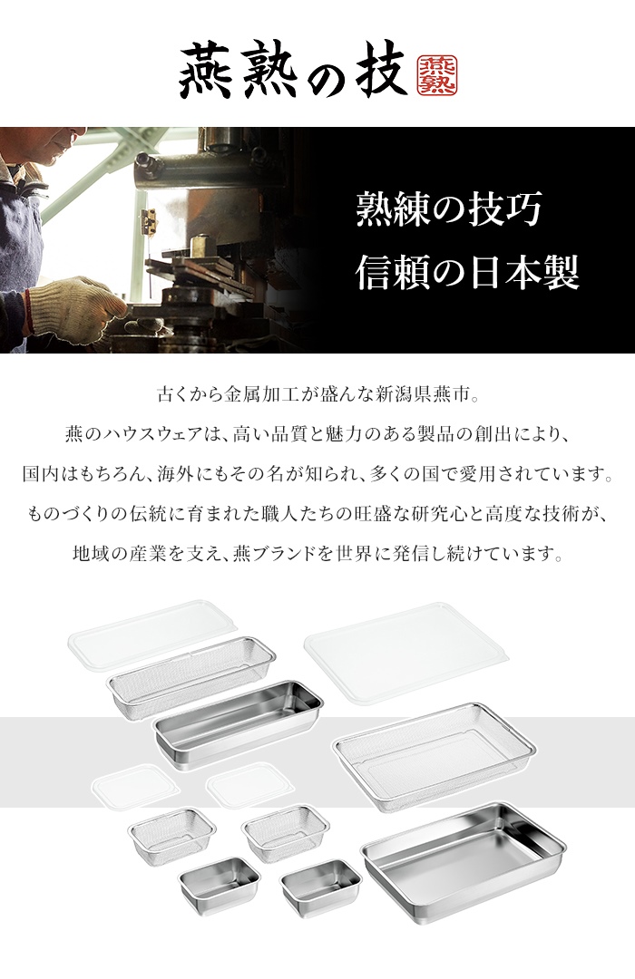 ザル・バット3点×4個組セット バット/フタ/角ザル 燕三条 角型