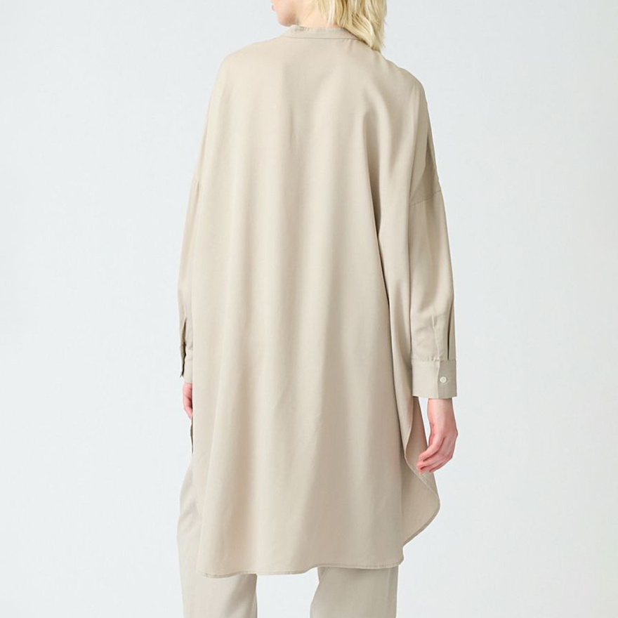 ミズイロインド mizuiro ind バンド カラー ロング シャツ T/R