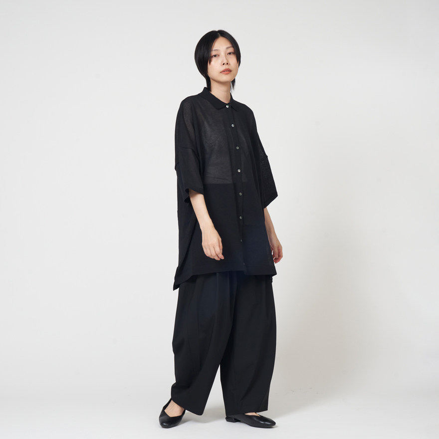 SALE】mizuiro ind ワイド ニット シャツ wide knit shirt 2-220025