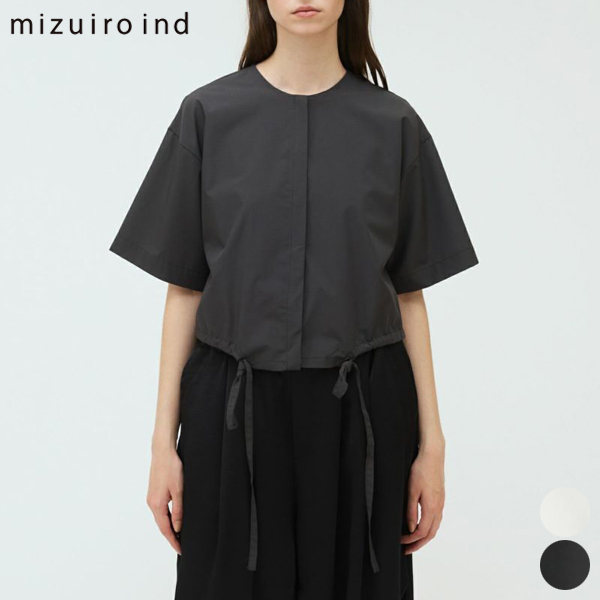 【SALE】ミズイロインド mizuiro ind ドローストリング シャツ drawstring shirt 2-230089 レディース トップス 半袖