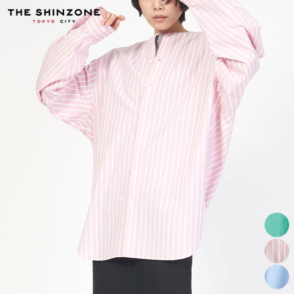 【SALE】シンゾーン SHINZONE ノーカラー シャツ 24MMSBL01 NOCOLLAR SHIRTS トップス ブラウス レディース シンプル カジュアル トラッド 長袖 日本製