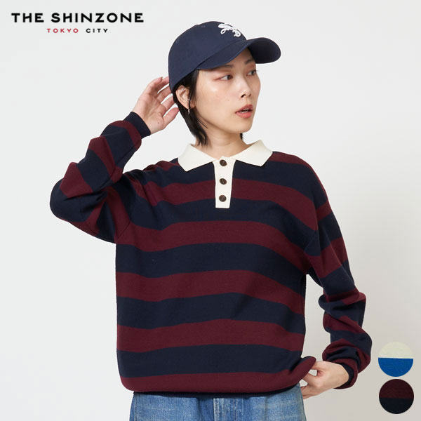 シンゾーン SHINZONE ラガー ニット ポロ シャツ RUGGER KNIT POLO 25SMSNI06 レディース ウール ボーダー