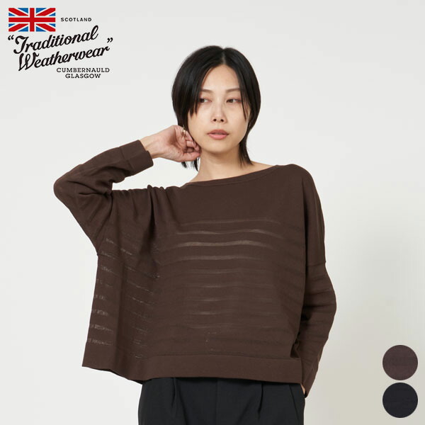【SALE】traditional weatherwear リン ニット LYNE KNIT レディース トップス ボーダー シースルー 薄手 ドライな手触り 秋口 Aライン L242THKPO0362SE
