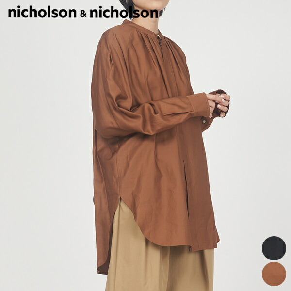 【SALE】ニコルソン アンド ニコルソン nicholson&nicholson MARBLE-SATIN トップス シャツ ブラウス 日本製 [ 2023 FW 春 秋 冬 ]