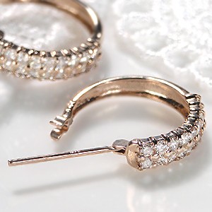 K18天然ダイアモンド0.5カラットフープピアス K18 PG 0.5ct ダイヤモンド フープ ピアス ゴールド 遮断式 送料