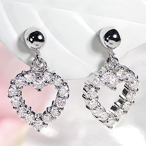 Pt9000.4ct ハート ダイヤモンド ピアス : グッドラックジュエリー