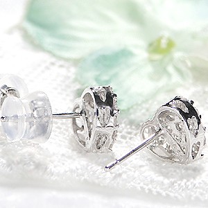 Pt9000.5ct ハート パヴェ ダイヤモンド ピアス : グッドラック