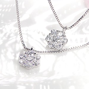P156 可愛いフラワー天然ダイヤモンド&ブルーダイヤモンドペンダントトップ diap0007.jpg