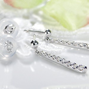 pt9000.3ct ダイヤモンド 美ライン ピアス : グッドラックジュエリー