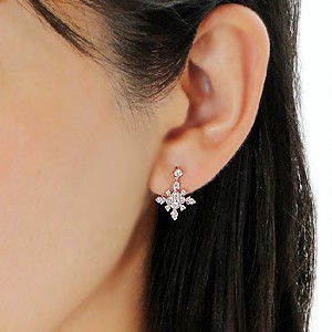 Pt950天然ダイヤモンド雪の結晶【スノーフレーク ダイヤモンドピアス