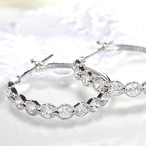 pt900 プラチナ ダイヤモンド ダイヤ ピアス エタニティ 1.0ct 遮断式