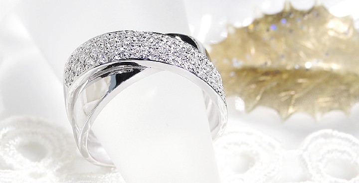 K18 WG ゴールド ダイヤモンド ダイヤ 指輪 リング 0.5ct パヴェ