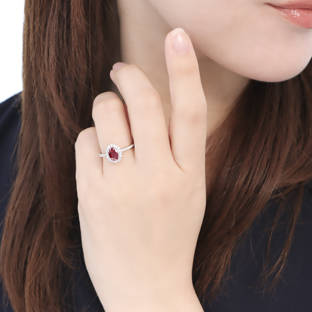pt900 プラチナ ダイヤモンド ダイヤ 指輪 リング ルビー カラーストーン 色石 レッド 大粒 1.0ct 1カラット 誕生石 7月 4月 豪華 一粒 赤 ゴージャス GUR1383の画像