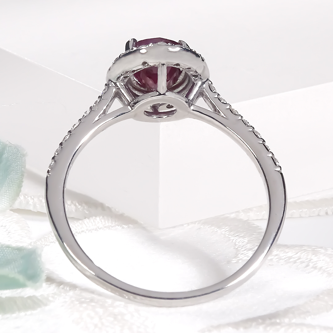 pt900 プラチナ ダイヤモンド ダイヤ 指輪 リング ルビー カラーストーン 色石 レッド 大粒 1.0ct 1カラット 誕生石 7月 4月 豪華 一粒 赤 ゴージャス GUR1383の画像