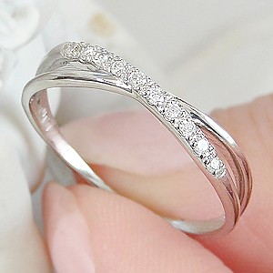 商品画像４ Pt900【0.1ct】テン ダイヤモンド クロス リング