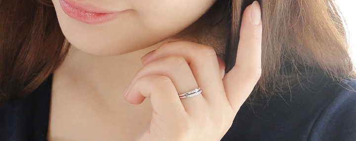 重ね着け風 天然ダイヤモンドリング プラチナ900 2連デザインリングPt900 pt900 プラチナ ダイヤモンド ダイヤ 指輪 リング 2連風 0.1ctUP