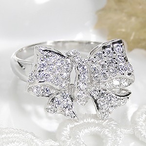 Pt900 ダイヤ0.09ct リボンデザインリング pt900 プラチナ ダイヤモンド ダイヤ 指輪 リング リボン パヴェ