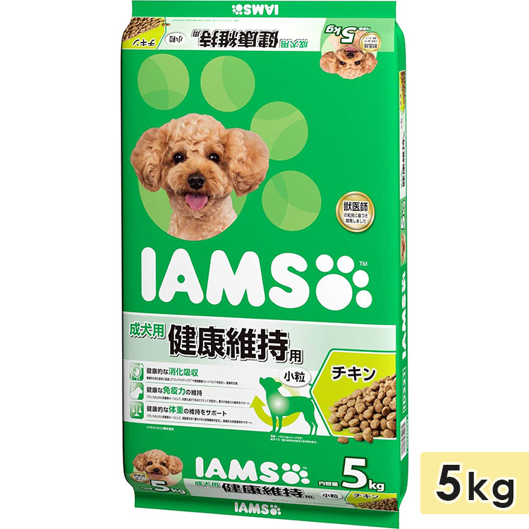 Yahoo! Yahoo!ショッピング(ヤフー ショッピング)アイムス 成犬用 健康維持用 チキン 小粒 5kg ドッグフード ドライフード 総合栄養食 IAMS マースジャパン 正規品