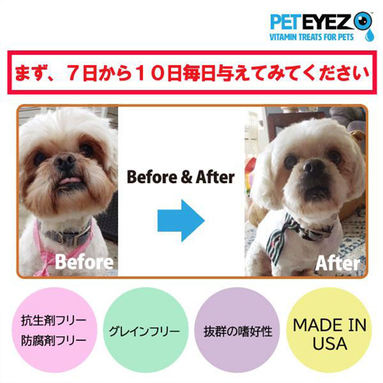 犬用サプリメント チキン味 35粒入り 目の健康維持 目のサプリ フリーズドライ 涙焼けケア ドライアイ 目やに 白内障 グレインフリー ペットアイズ PETEYES |  | 11