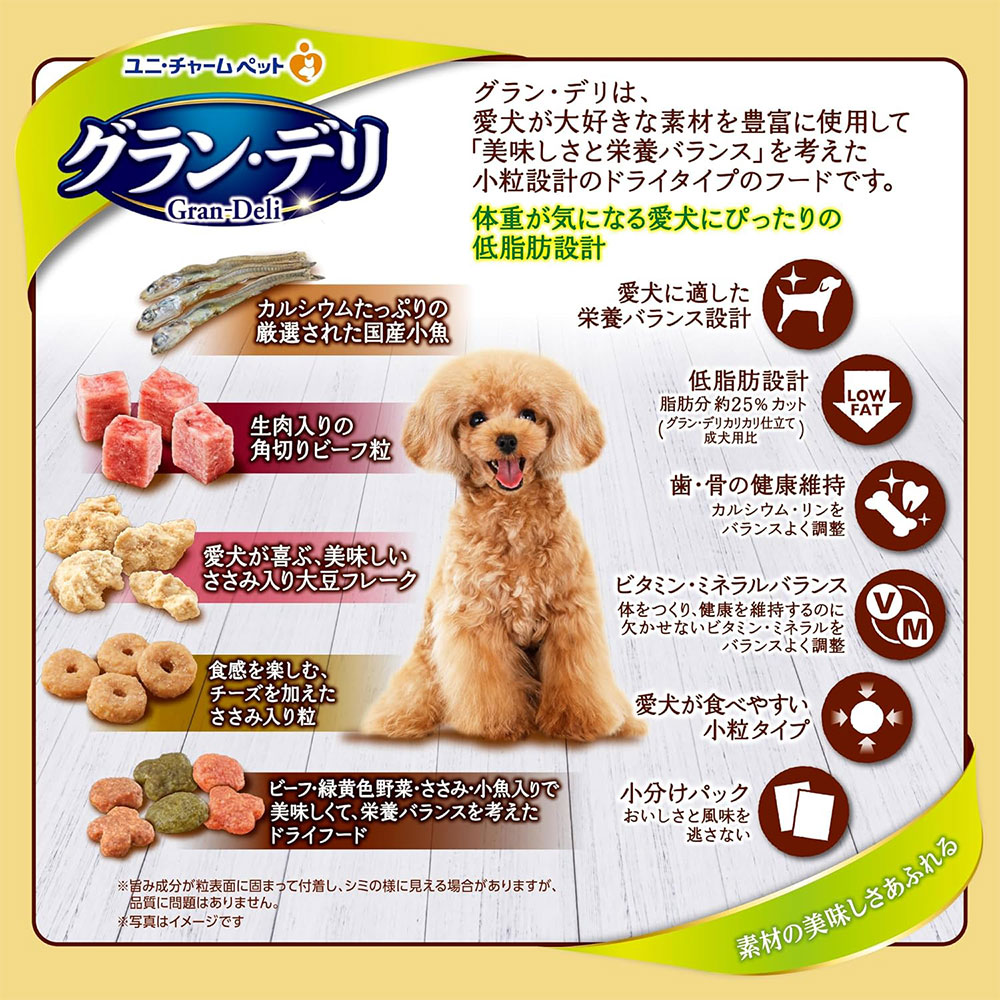 グラン・デリ カリカリ仕立て 成犬用 低脂肪 2.7kg 味わいビーフ入りセレクト 小粒 ドッグフード ドライフード 国産 グランデリ Gran Deli ユニチャーム | ユニ・チャームペット | 02